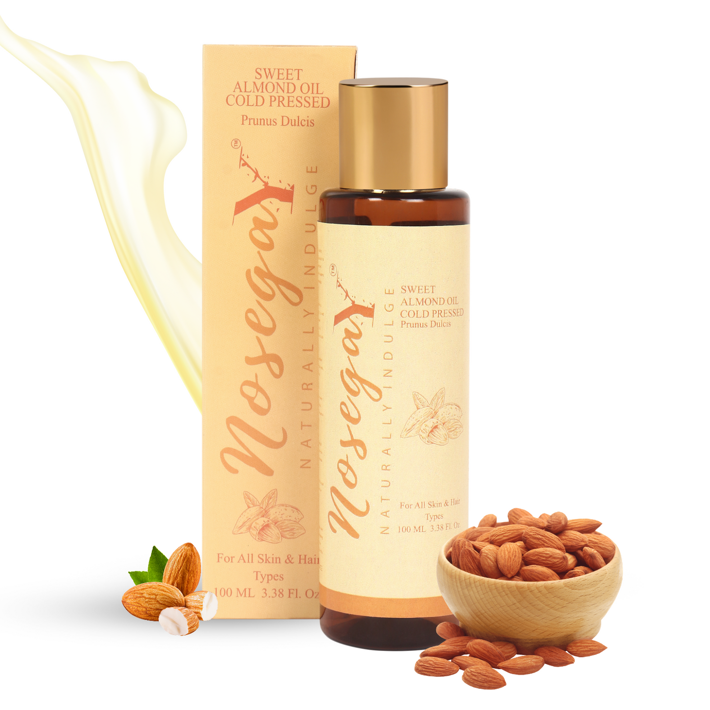 100%Pure Cold Pressed Sweet Almond Oil For Hair Thinning, Body Massage, Facial Massage, Women & Men