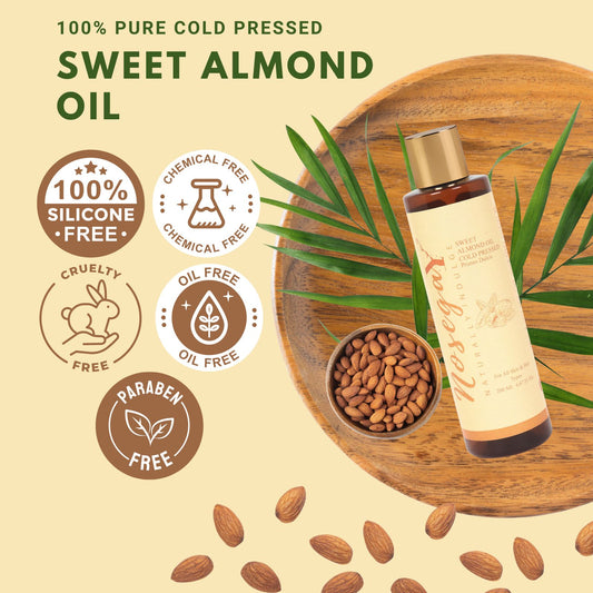 100%Pure Cold Pressed Sweet Almond Oil For Hair Thinning, Body Massage, Facial Massage, Women & Men